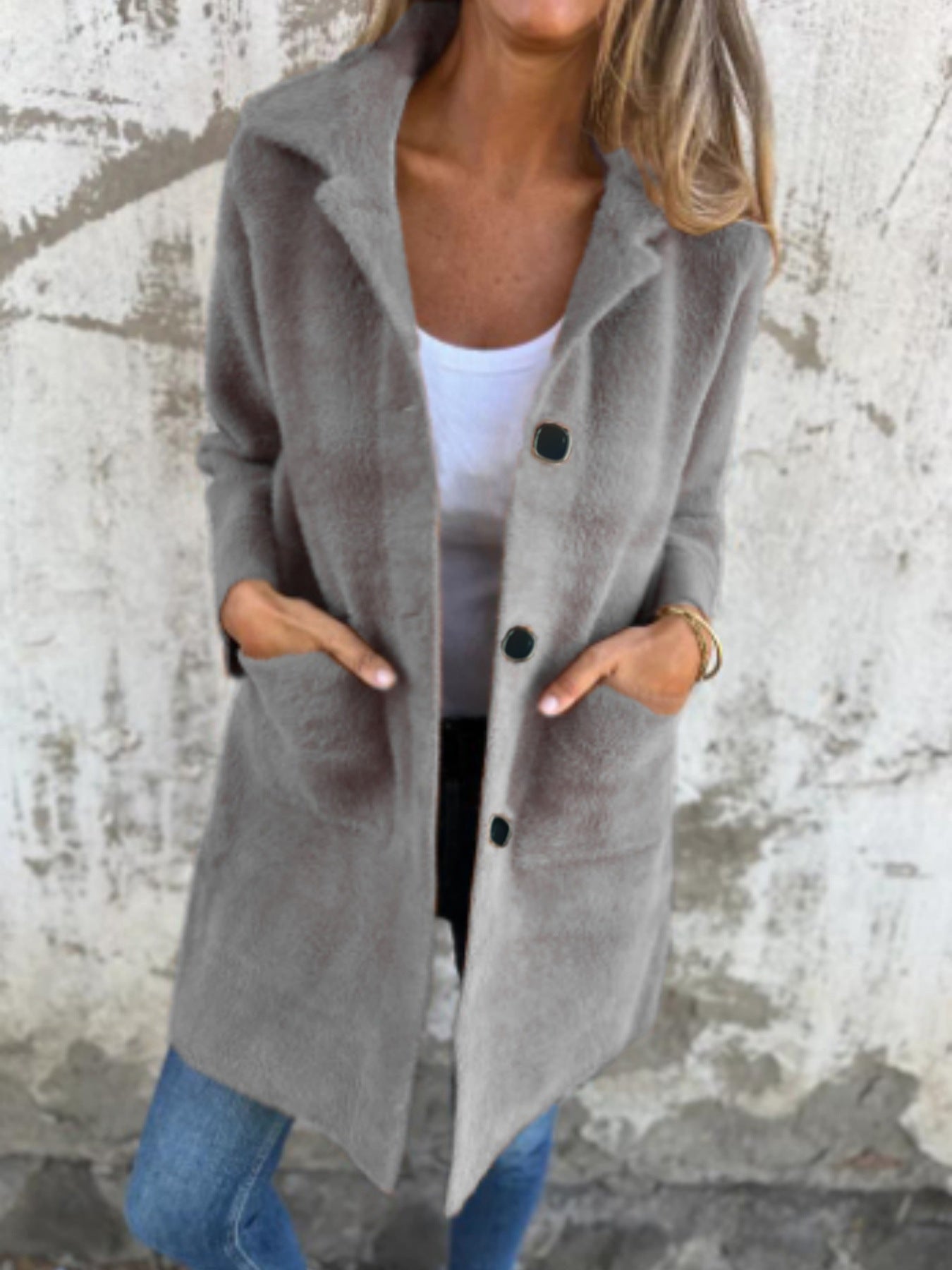 Manteau teddy long Élégante