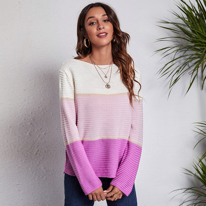 Veloretta™ – Pull Tricoté à Rayures Larges Contrastées