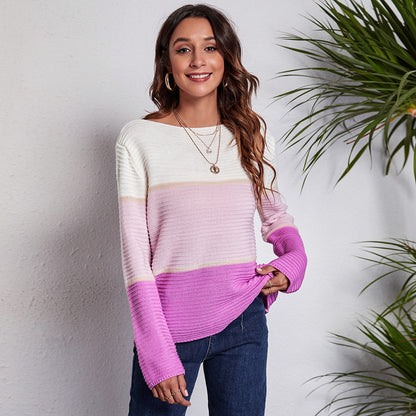 Veloretta™ – Pull Tricoté à Rayures Larges Contrastées