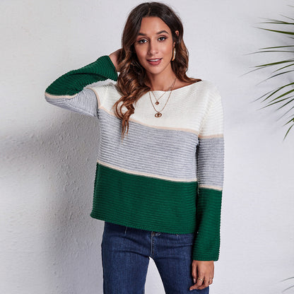 Veloretta™ – Pull Tricoté à Rayures Larges Contrastées