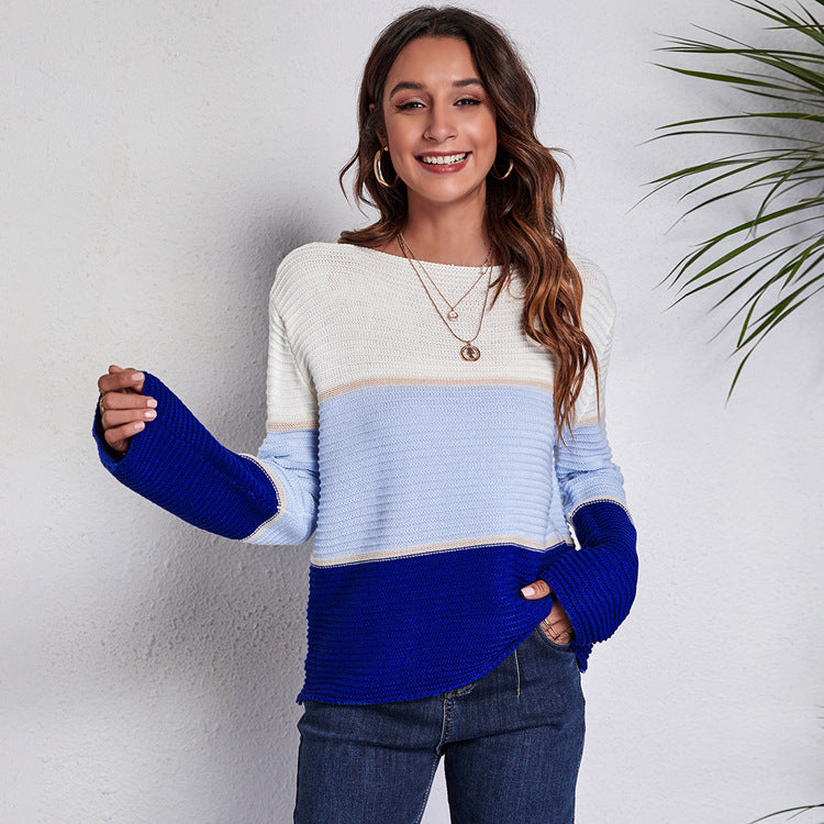 Veloretta™ – Pull Tricoté à Rayures Larges Contrastées