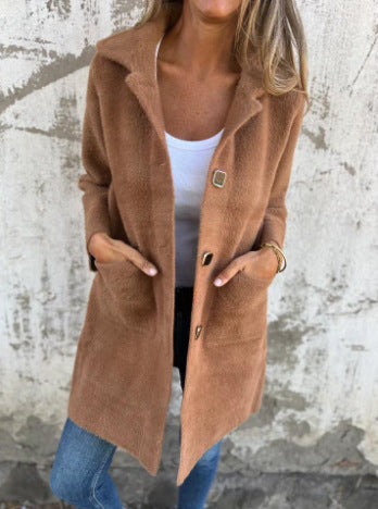 Manteau teddy long Élégante