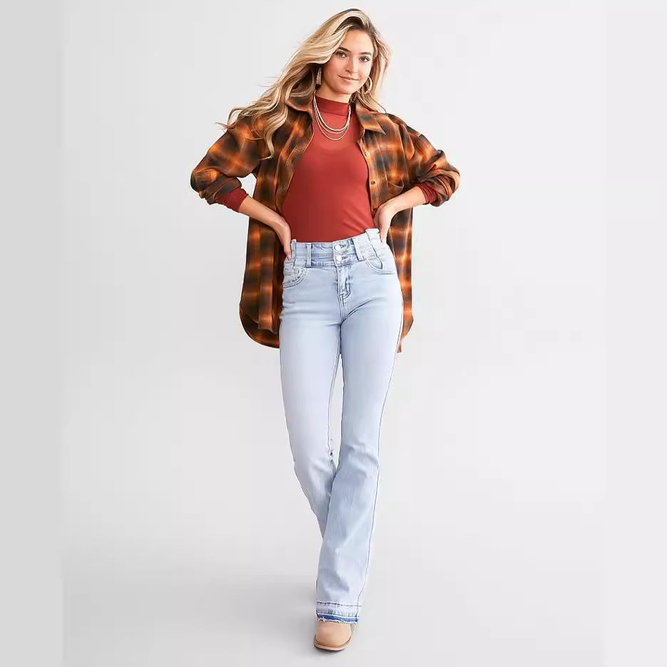 Veloretta™ – Jean Taille Haute à Boutons