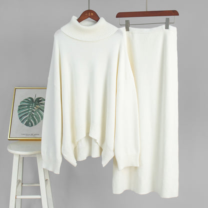 Veloretta™ – Ensemble 2 Pièces Pull Col Roulé & Jupe Tricotée