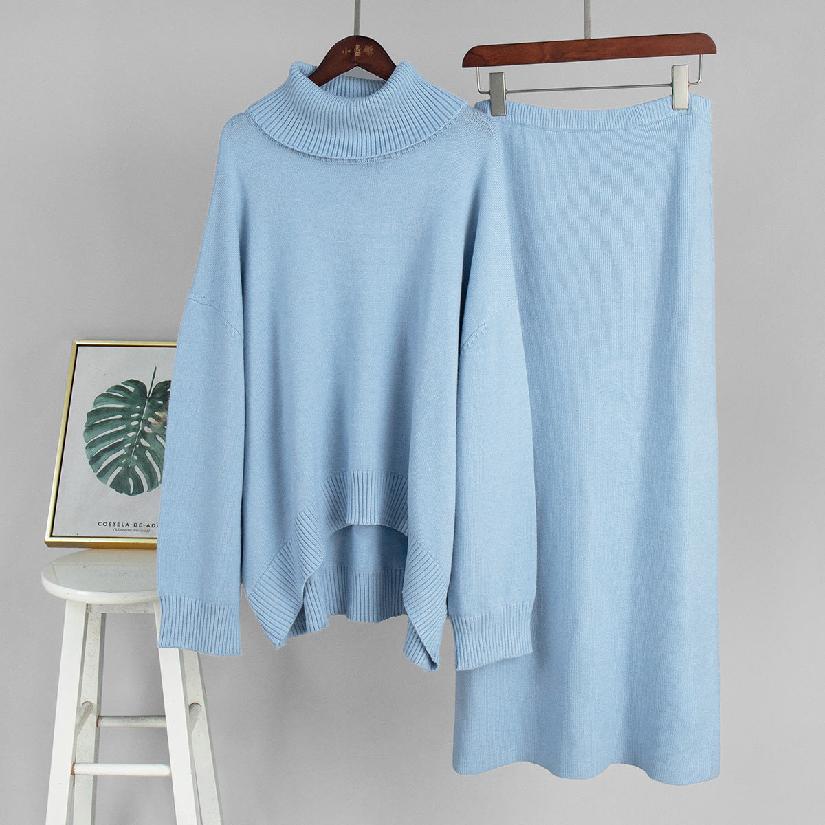 Veloretta™ – Ensemble 2 Pièces Pull Col Roulé & Jupe Tricotée