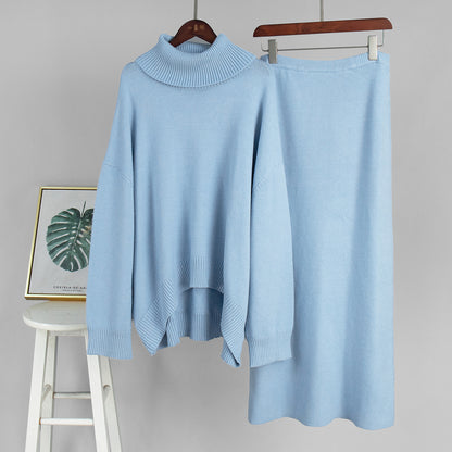 Veloretta™ – Ensemble 2 Pièces Pull Col Roulé & Jupe Tricotée