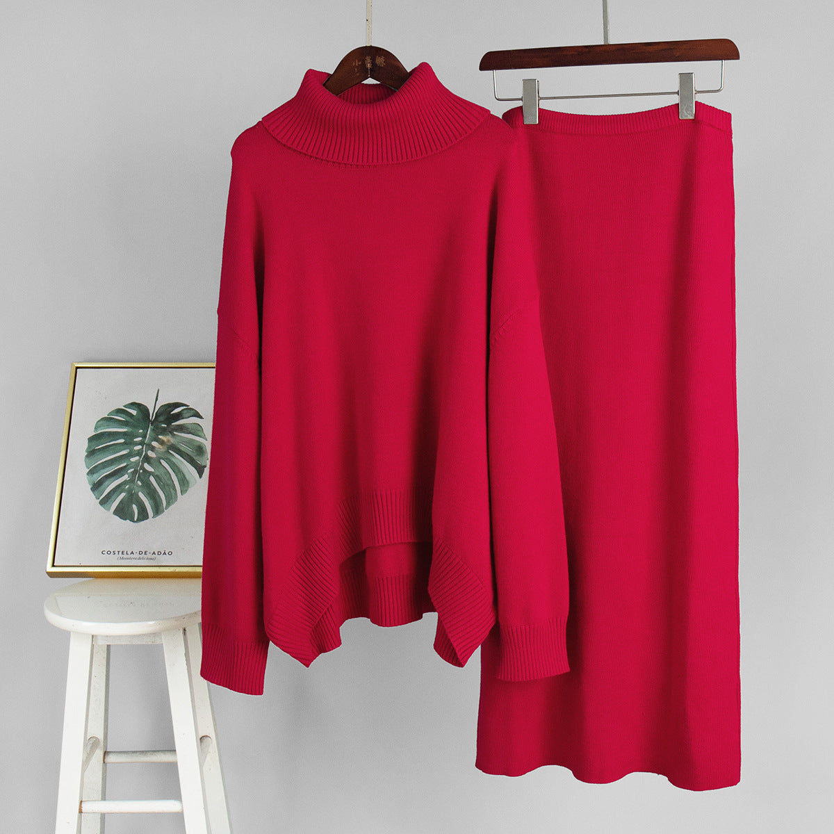 Veloretta™ – Ensemble 2 Pièces Pull Col Roulé & Jupe Tricotée